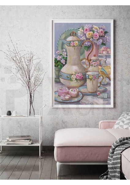 Pembe Çay Seti Pixart Sanat Elmas Mozaik Tablo Diamond Türkiye 38*51 fiyatları