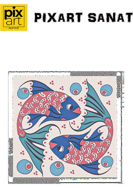 Iki Balık Desen Pixart Sanat Elmas Mozaik Tablo Diamond Türkiye 53*53 fırsatları