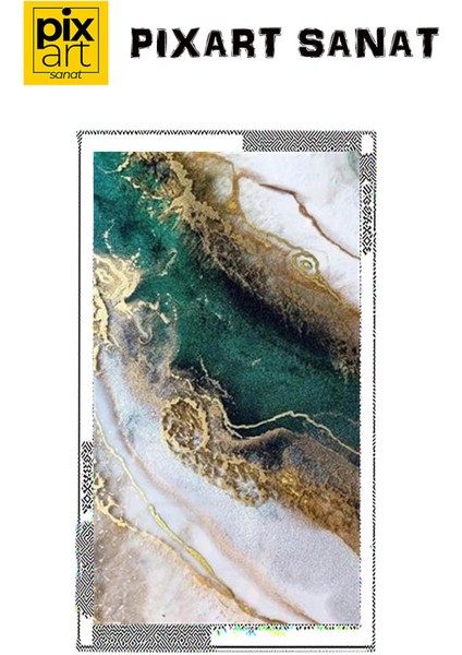 Yeşil Altın Sarısı Uyumu PixArt Sanat Elmas Mozaik Tablo Diamond Türkiye 50*88 fırsatları