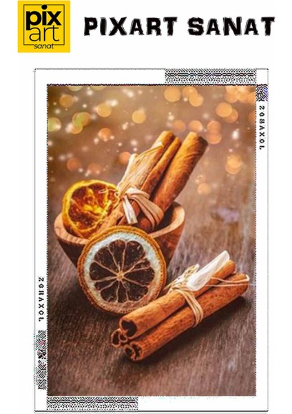 Portakal Dilimleri ve Tarçın Kabukları Pixart Sanat Elmas Mozaik Tablo Diamond Türkiye 25*38 fırsatları