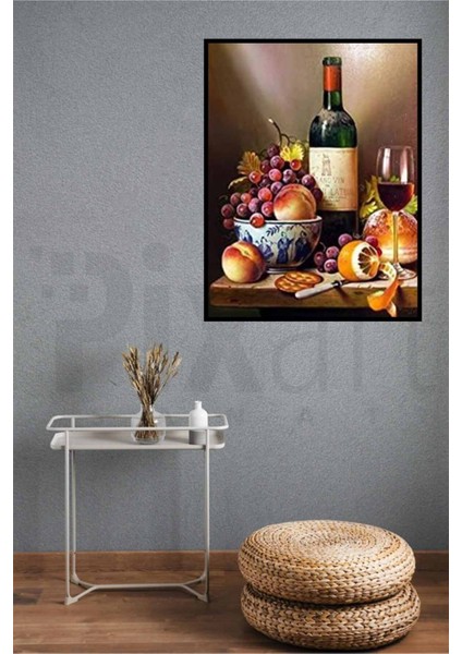 Çini Tabakta Meyveler ve Şarap Pixart Sanat Elmas Mozaik Tablo Diamond Türkiye 41*51 fiyatları