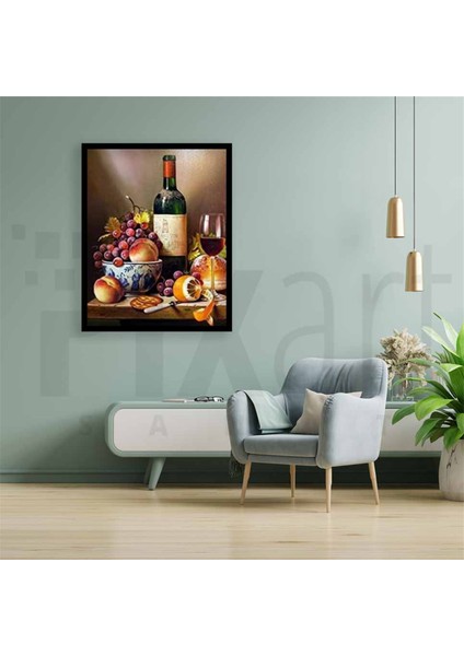 Çini Tabakta Meyveler ve Şarap Pixart Sanat Elmas Mozaik Tablo Diamond Türkiye 41*51 modelleri