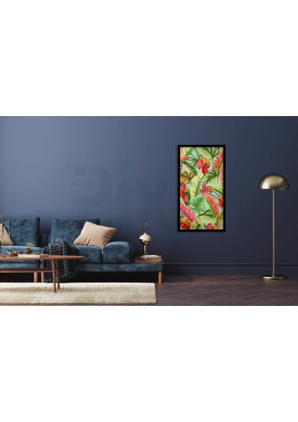 Hawai Pembe Cicekler Desen 40 x 60 Elmas Mozaik Tablo fiyatları