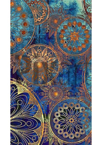 Mavi Ve Altin Desenler 40 x 60 Elmas Mozaik Tablo