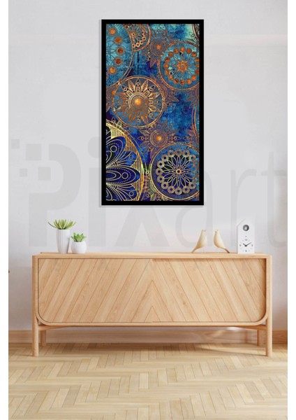 Mavi Ve Altin Desenler 40 x 60 Elmas Mozaik Tablo modelleri