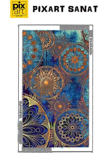 Mavi Ve Altin Desenler 40 x 60 Elmas Mozaik Tablo fırsatları