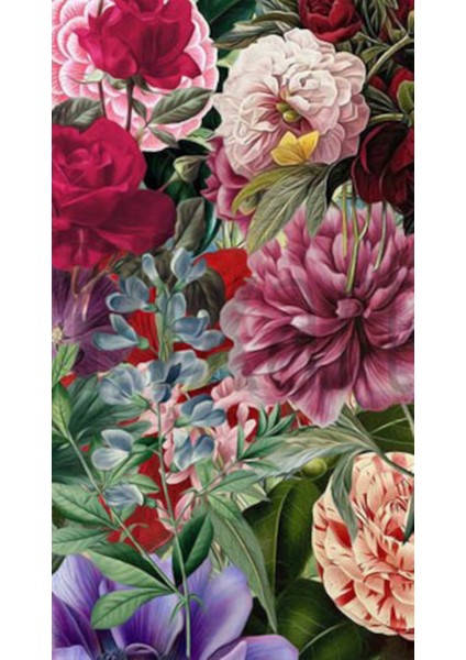 Gul Cicekleri Desen 48 x 61 Elmas Mozaik Tablo