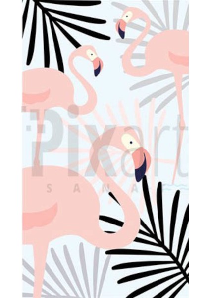 Flamingo Desen 41 x 71 Elmas Mozaik Tablo