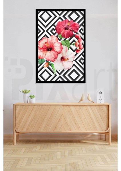 Hawaii Pembe Cicek Desen 48 x 61 Elmas Mozaik Tablo fiyatları