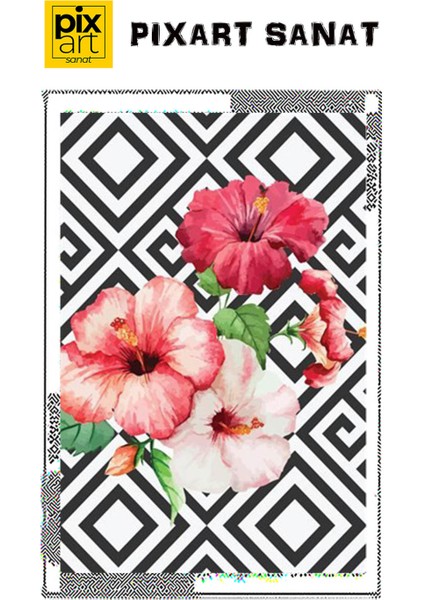 Hawaii Pembe Cicek Desen 48 x 61 Elmas Mozaik Tablo fırsatları