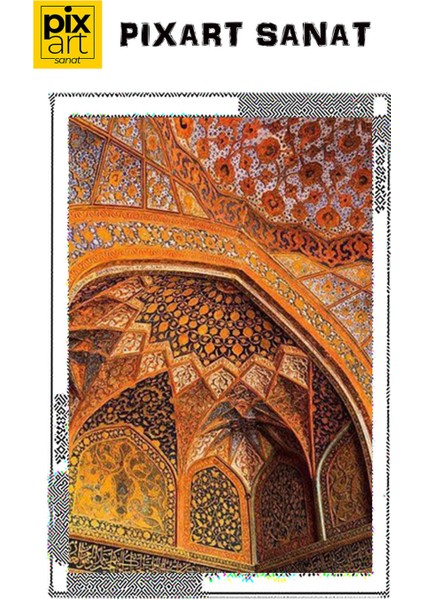 Turuncu Islamik Desen 40 x 60 Elmas Mozaik Tablo fırsatları