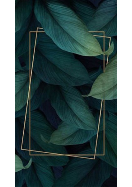 Yesil Yapraklar Ve Gold Cerceve 40 x 60 Elmas Mozaik Tablo