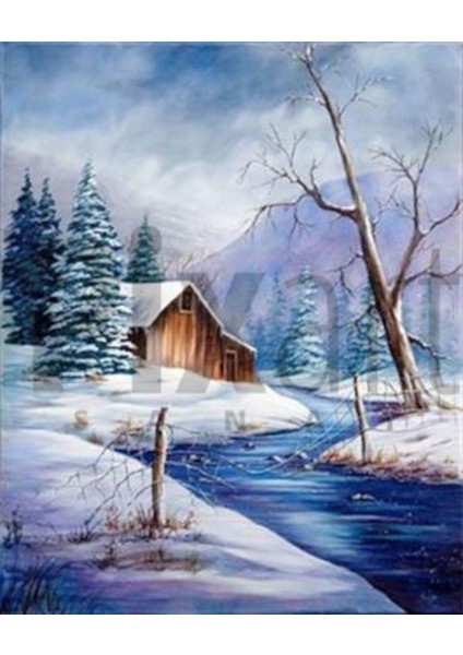 Ahşap Kulübe Pixart Sanat Elmas Mozaik Tablo Diamond Türkiye 40*50