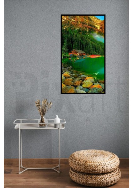 Göl Kenarındaki Ev Pixart Sanatelmas Mozaik Tablo Diamond Türkiye 41 x 71 cm modelleri