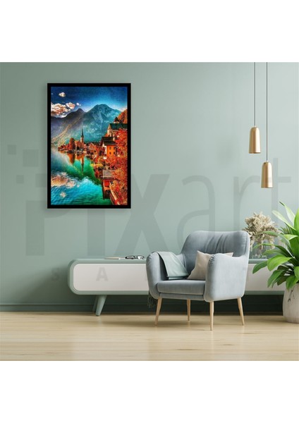 Dağ Eteklerindeki Şehir Pixart Sanatelmas Mozaik Tablo Diamond Türkiye 56*84 fiyatları