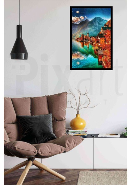 Dağ Eteklerindeki Şehir Pixart Sanatelmas Mozaik Tablo Diamond Türkiye 56*84 modelleri