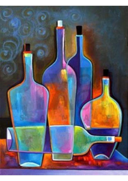 Rengarenk Şişeler Pixart Sanat Elmas Mozaik Tablo Diamond Türkiye 48*63