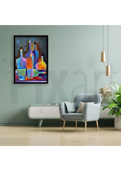 Rengarenk Şişeler Pixart Sanat Elmas Mozaik Tablo Diamond Türkiye 48*63 modelleri