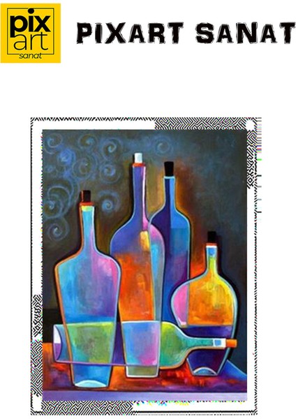 Rengarenk Şişeler Pixart Sanat Elmas Mozaik Tablo Diamond Türkiye 48*63 fırsatları