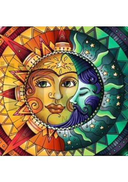 Güneş ve Ay Bir Arada Pixart Sanat Elmas Mozaik Tablo Diamond Türkiye 50*53