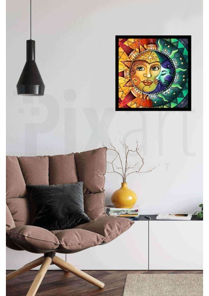 Güneş ve Ay Bir Arada Pixart Sanat Elmas Mozaik Tablo Diamond Türkiye 50*53 fiyatları