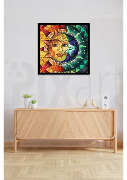 Güneş ve Ay Bir Arada Pixart Sanat Elmas Mozaik Tablo Diamond Türkiye 50*53 modelleri