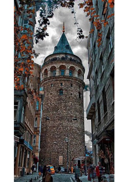 Sonbahar ve Galata Kulesi 37 x 69 Elmas Mozaik Tablo