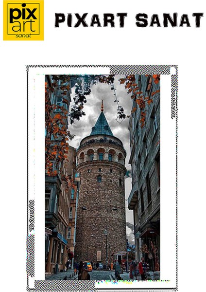 Sonbahar ve Galata Kulesi 37 x 69 Elmas Mozaik Tablo