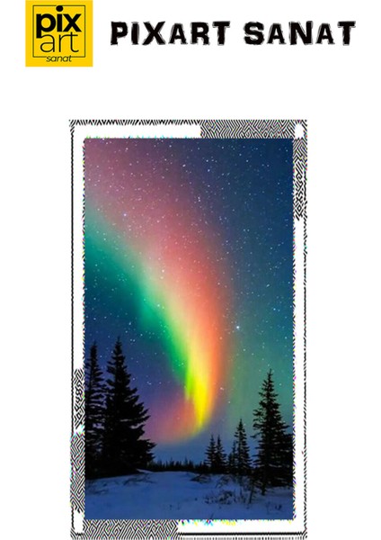 Renkli Kuzey Isiklari 40 x 60 Elmas Mozaik Tablo fırsatları