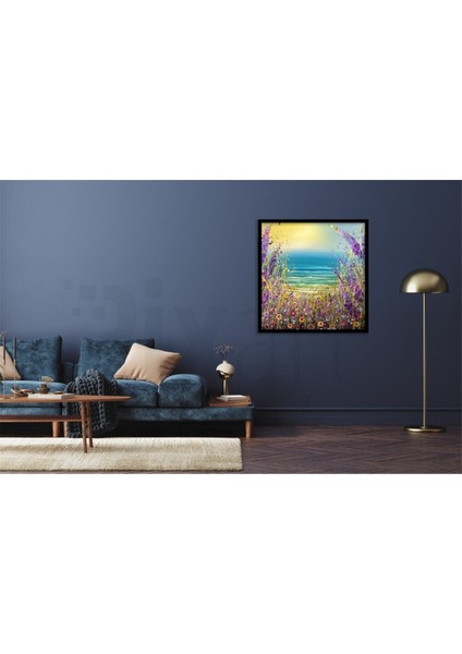 Mor Çiçekler Pixart Sanat Elmas Mozaik Tablo Diamond Türkiye 60 x 60 cm