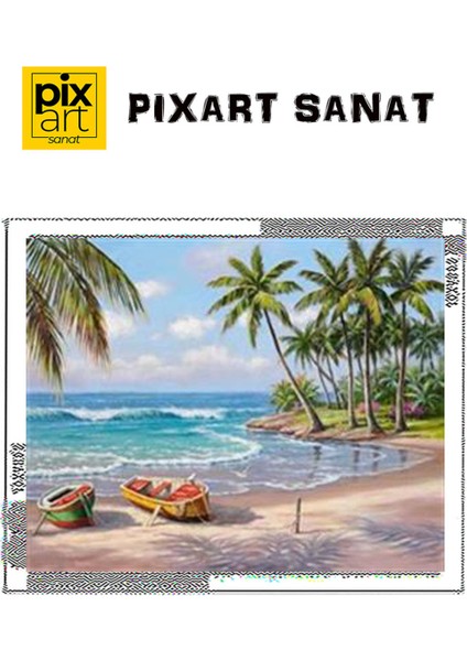 Ada ve Kayıklar Pixart Sanat Elmas Mozaik Tablo Diamond Türkiye 70 x 55 cm fırsatları