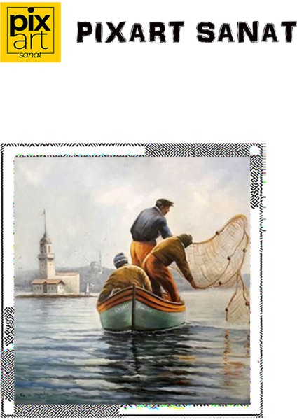 Teknede Balikcilar 50 x 25 Elmas Mozaik Tablo fırsatları