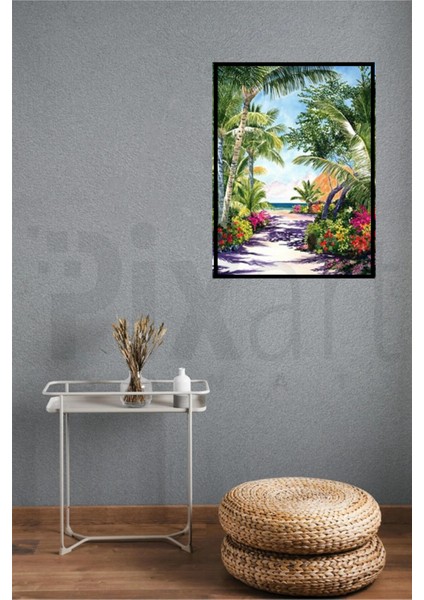 Tropikal Ada Pixart Sanat Elmas Mozaik Tablo Diamond Türkiye 43 x 58 cm modelleri