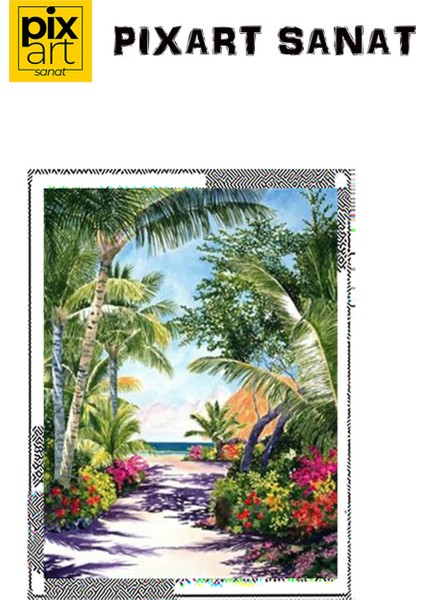Tropikal Ada Pixart Sanat Elmas Mozaik Tablo Diamond Türkiye 43 x 58 cm fırsatları