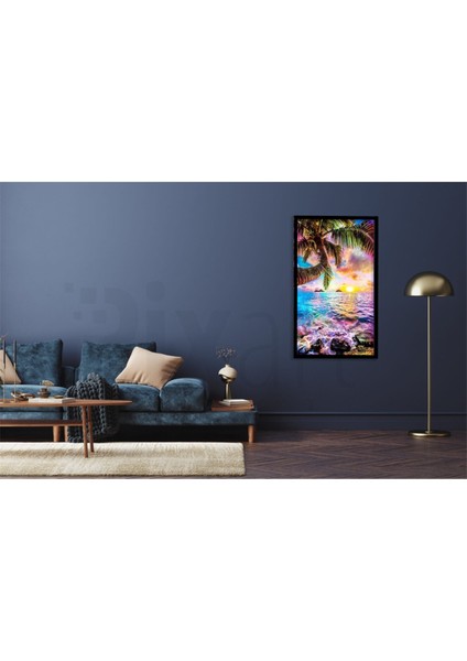Renkli Deniz Gün Batımı Pixart Sanat Elmas Mozaik Tablo Diamond Türkiye 33 x 58 cm fiyatları