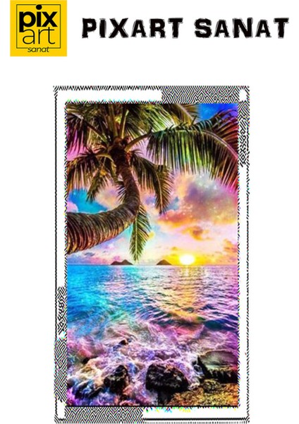 Renkli Deniz Gün Batımı Pixart Sanat Elmas Mozaik Tablo Diamond Türkiye 33 x 58 cm fırsatları