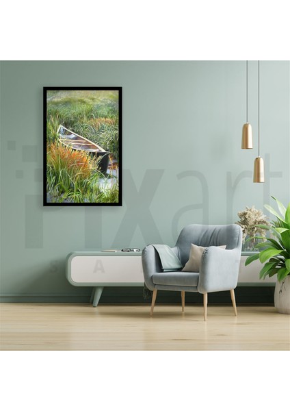 Sazlıktaki Kayık Pixart Sanat Elmas Mozaik Tablo Diamond Türkiye 38 x 57 cm fiyatları