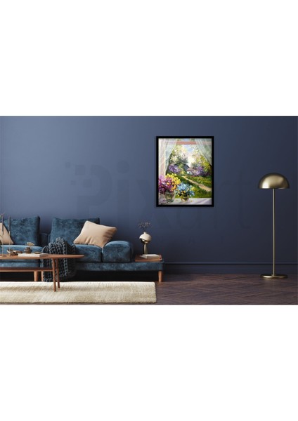 Çiçekli Pencere Pixart Sanat Elmas Mozaik Tablo Diamond Türkiye 48 x 58 cm fiyatları
