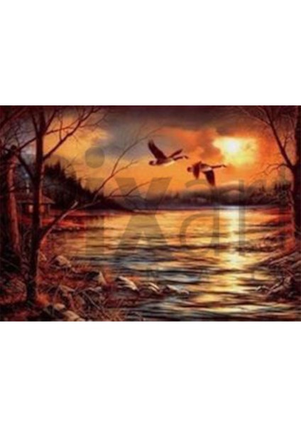 Kızıl Sonbahar Manzarası Pixart Sanat Elmas Mozaik Tablo Diamond TÜRKIYE71*51