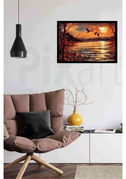 Kızıl Sonbahar Manzarası Pixart Sanat Elmas Mozaik Tablo Diamond TÜRKIYE71*51 modelleri