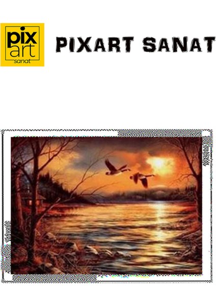 Kızıl Sonbahar Manzarası Pixart Sanat Elmas Mozaik Tablo Diamond TÜRKIYE71*51 fırsatları