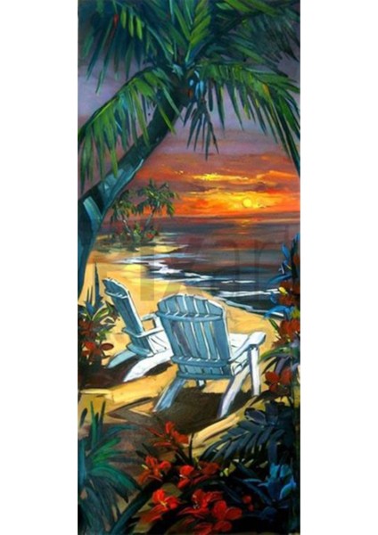 Günbatımı Pixart Sanat Elmas Mozaik Tablo Diamond Türkiye 25 x 58 cm