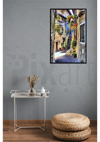 Cicekli Sokak 40 x 50 Elmas Mozaik Tablo modelleri