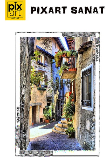 Cicekli Sokak 40 x 50 Elmas Mozaik Tablo fırsatları