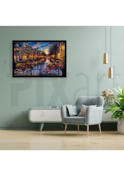 Amsterdam Manzarası Pixart Sanat Elmas Mozaik Tablo Diamond Türkiye 71 x 51 cm fiyatları