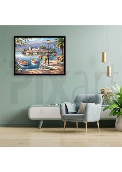Porto Gölü Pixart Sanat Elmas Mozaik Tablo Diamond Türkiye 66 x 51 cm fiyatları