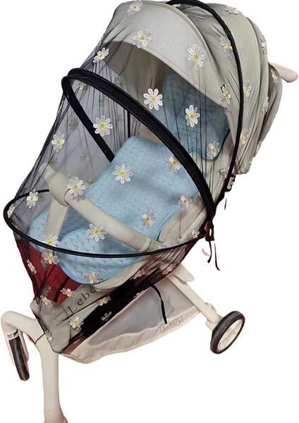 Pram Cibinlik Tam Kapak Bebek Sivrisinek Önleyici Kapak Nakış Gazlı Bez Güneşlik Perde Yaz Nefes Alabilir (Yurt Dışından)