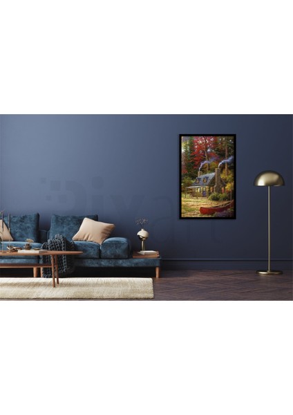 Ormanın Içideki Kulübe Pixart Sanat Elmas Mozaik Tablo Diamond Türkiye 46 x 69 cm fiyatları