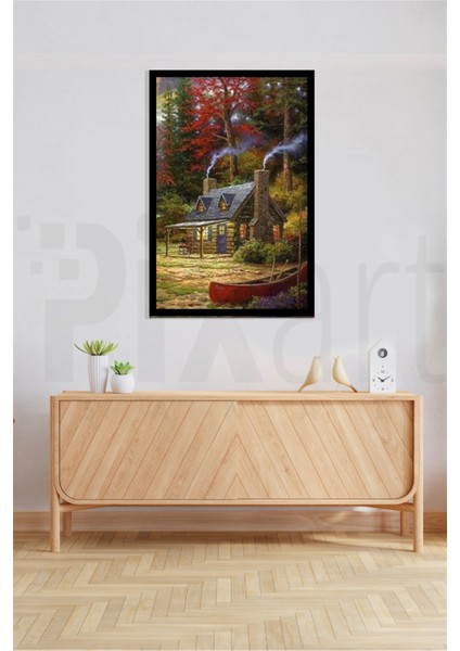 Ormanın Içideki Kulübe Pixart Sanat Elmas Mozaik Tablo Diamond Türkiye 46 x 69 cm modelleri