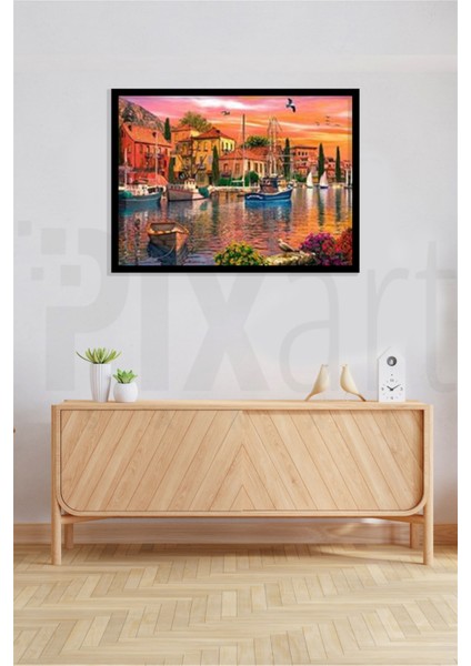 Sahil Kasabası Pixart Sanat Elmas Mozaik Tablo Diamond Türkiye 69 x 51 cm